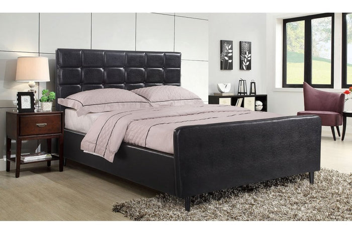Sienna Black PU Leather Double Bed - Furniture Instore