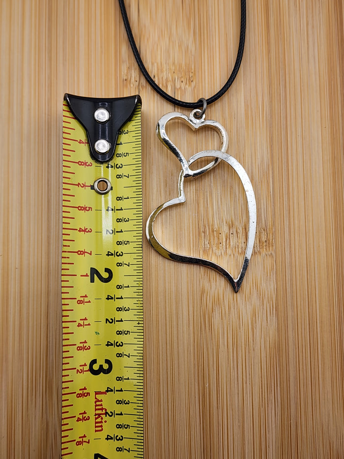 Silver Double Heart Pendant Necklace - Women Jewelry