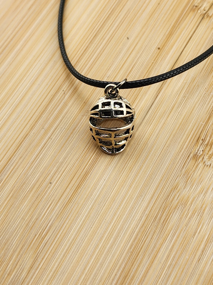 Silver-Tone Baseball Catcher Mask Charm Necklace