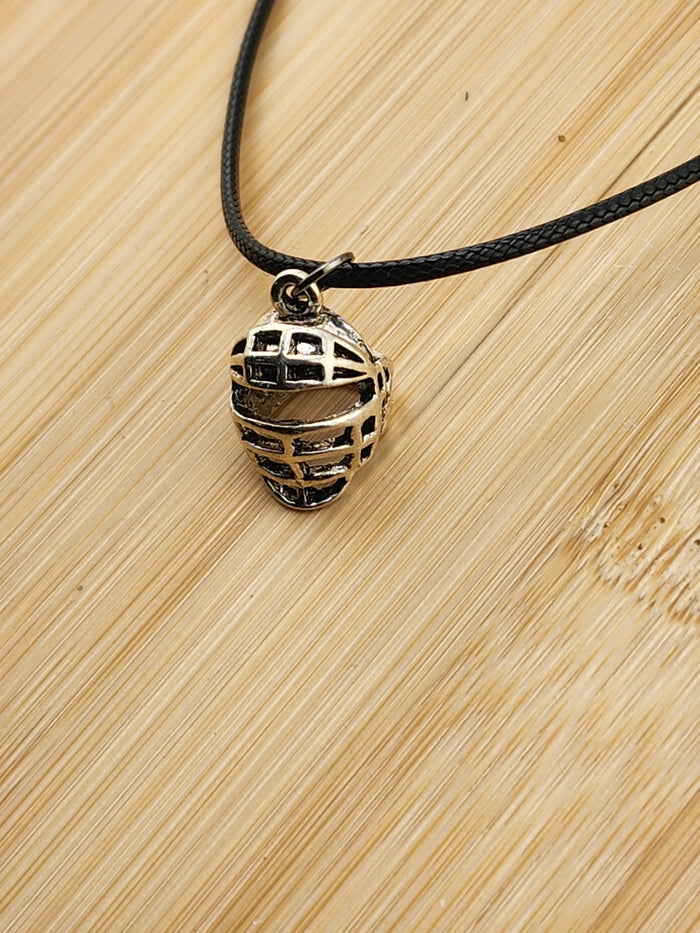 Silver-Tone Baseball Catcher Mask Charm Necklace