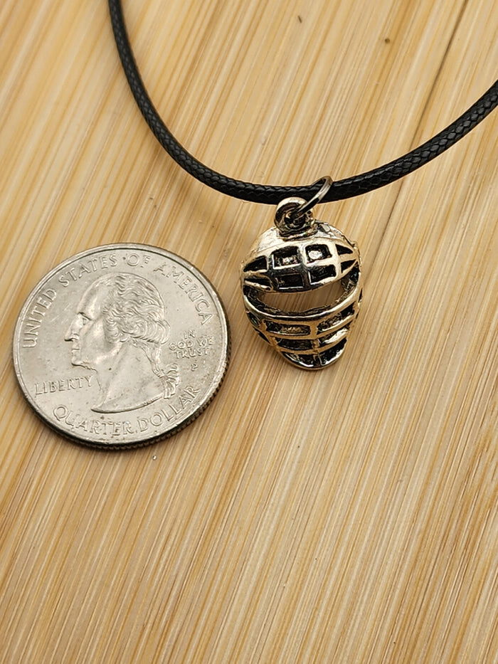 Silver-Tone Baseball Catcher Mask Charm Necklace
