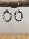 Silver Tone Beaded Hoop Earrings - Women Jewelry 0576