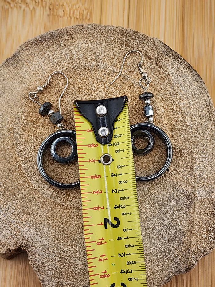 Silver-Tone Double Circle Drop Earrings 0525
