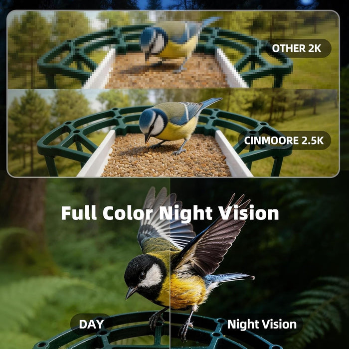 Solar-Powered Smart Bird Feeder with 2.5K HD WiFi Camera
