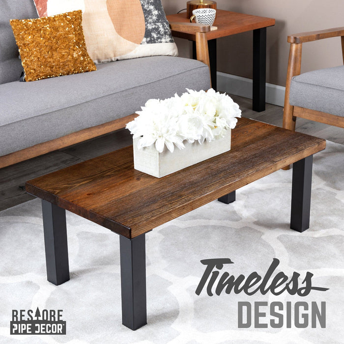 Solid Wood Coffee Table with 12 in. High-Rise Steel Legs