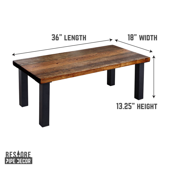 Solid Wood Coffee Table with 12 in. High-Rise Steel Legs