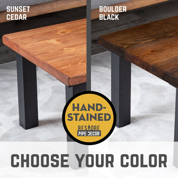 Solid Wood Coffee Table with 12 in. High-Rise Steel Legs