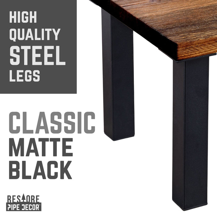 Solid Wood Coffee Table with 12 in. High-Rise Steel Legs