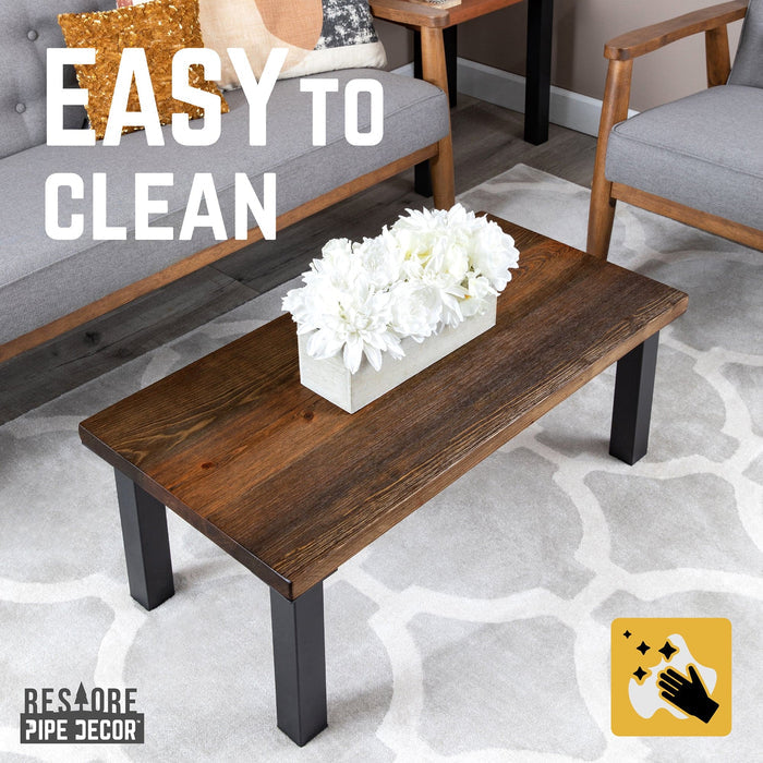 Solid Wood Coffee Table with 12 in. High-Rise Steel Legs