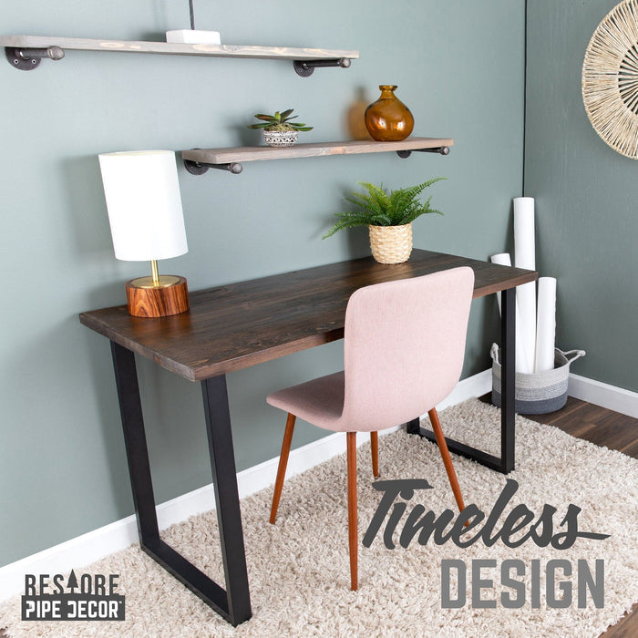 Solid Wood Desk with Steel Legs