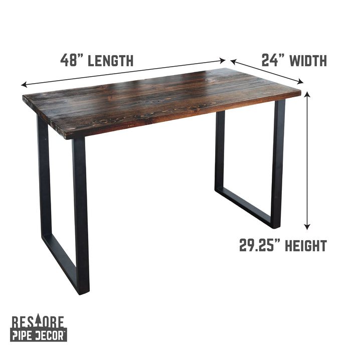 Solid Wood Desk with Steel Legs