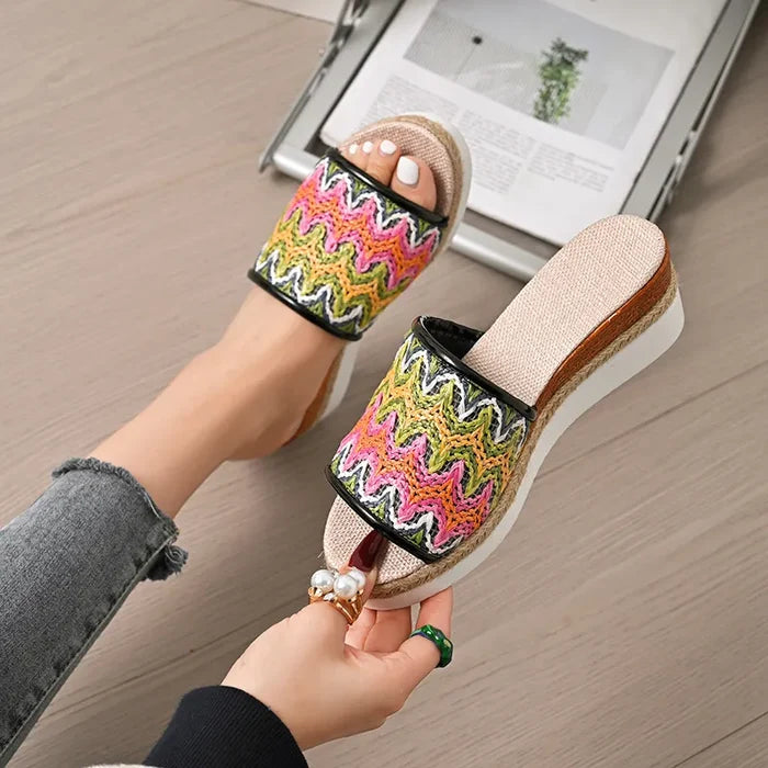 Straw Braided Wedge Sandals