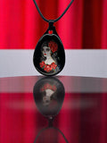 Sugar Skull Lady In Red Sppon NEcklace With 18" Adjustable Necklace