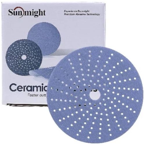 Sunmight 6 in 800 Grit Ceramic Film Multi - Hole Grip Disc | 50 Pack - 76519 - Eagle National Supply