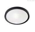 Black / white flush-mount ceiling light, by Votatec, for hallway, bedroom, or entryway, side view