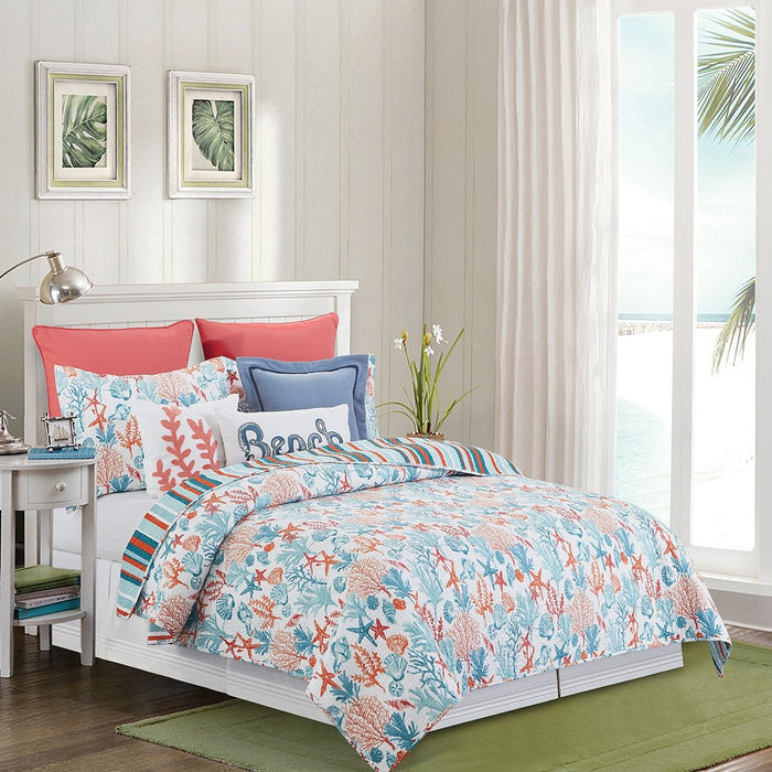 Tangerine Coast Coral Reef Quilt Bedspread Set