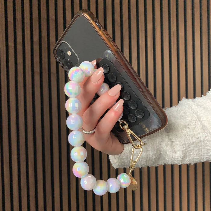 Telefoonkoord disco - wit - goud