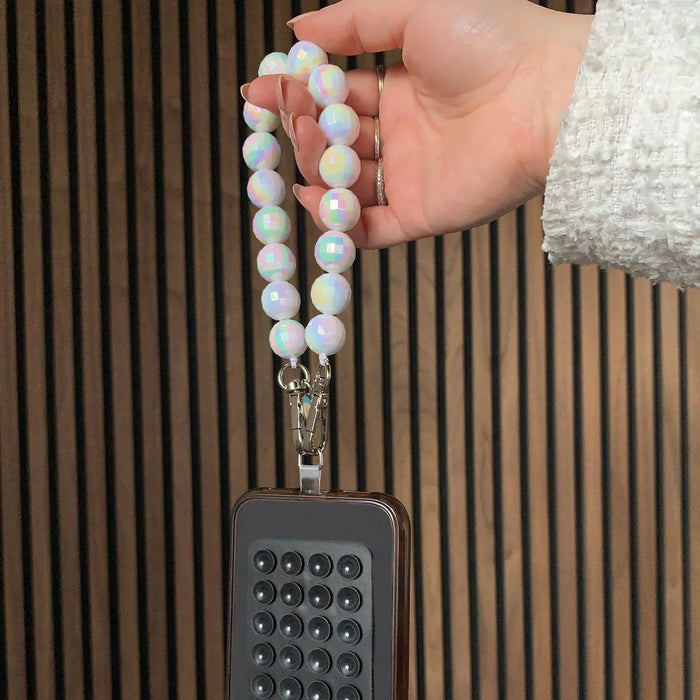 Telefoonkoord disco - wit - zilver