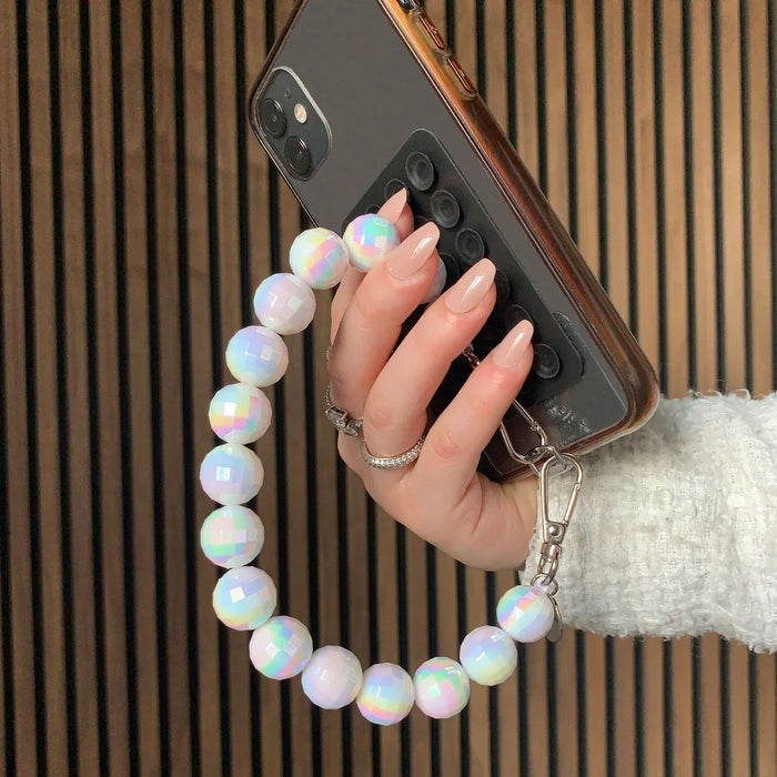 Telefoonkoord disco - wit - zilver