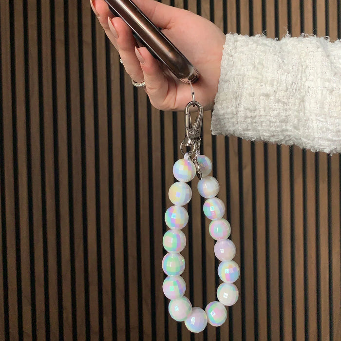 Telefoonkoord disco - wit - zilver