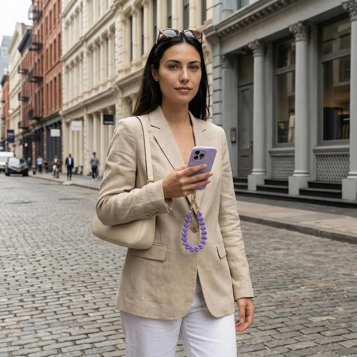Telefoonkoord Fluwee - paars - zilver