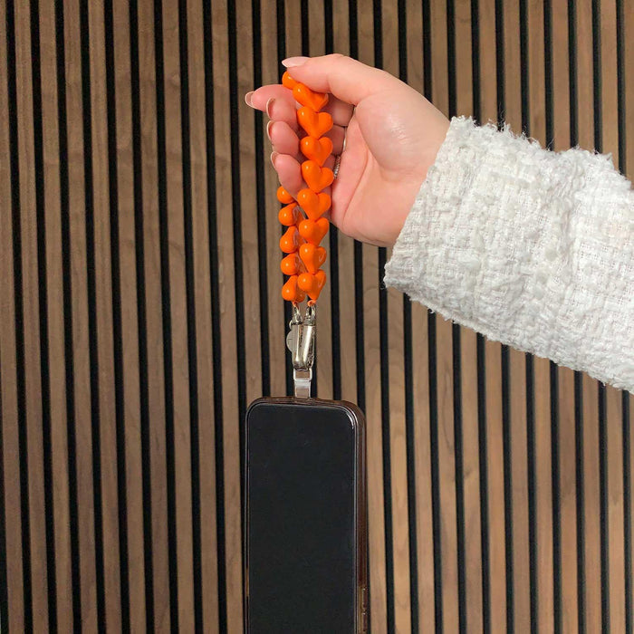 Telefoonkoord Heart - oranje - zilver