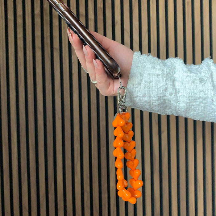 Telefoonkoord Heart - oranje - zilver