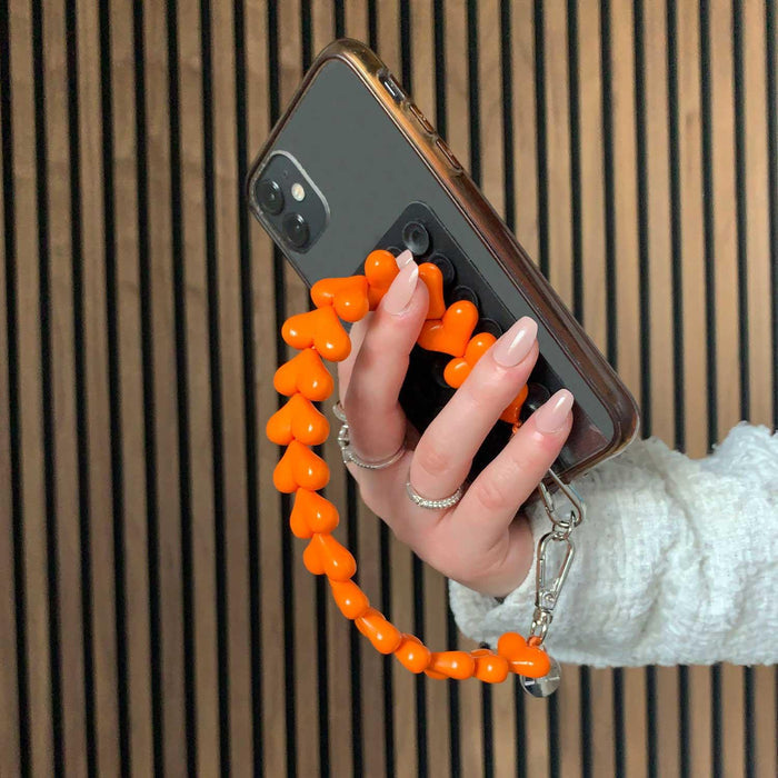 Telefoonkoord Heart - oranje - zilver