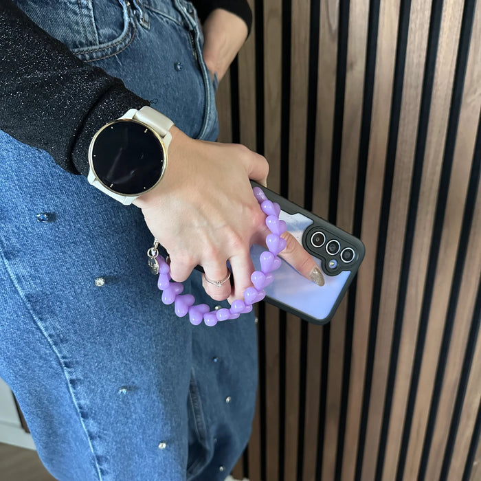 Telefoonkoord Heart - paars - goud