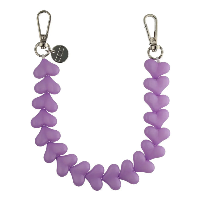 Telefoonkoord Heart - paars - zilver