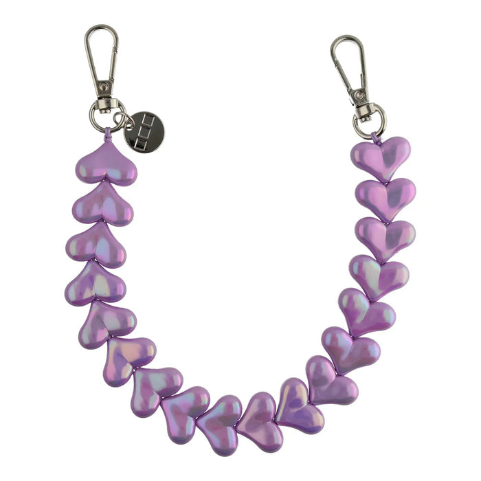 Telefoonkoord Heart - paars glimmend - zilver
