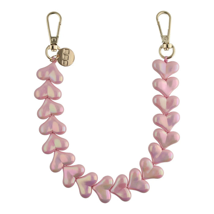Telefoonkoord Heart - roze glimmend - goud