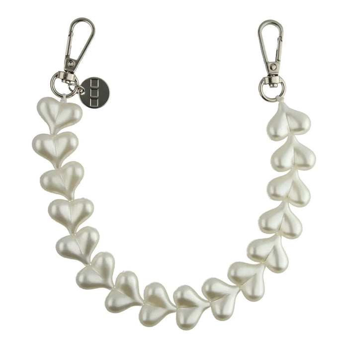 Telefoonkoord Heart - wit - zilver
