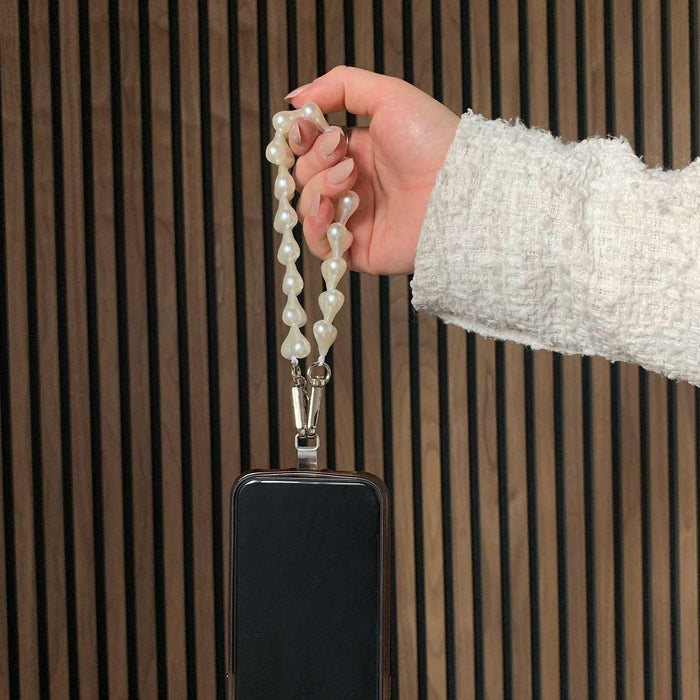 Telefoonkoord Heart - wit - zilver