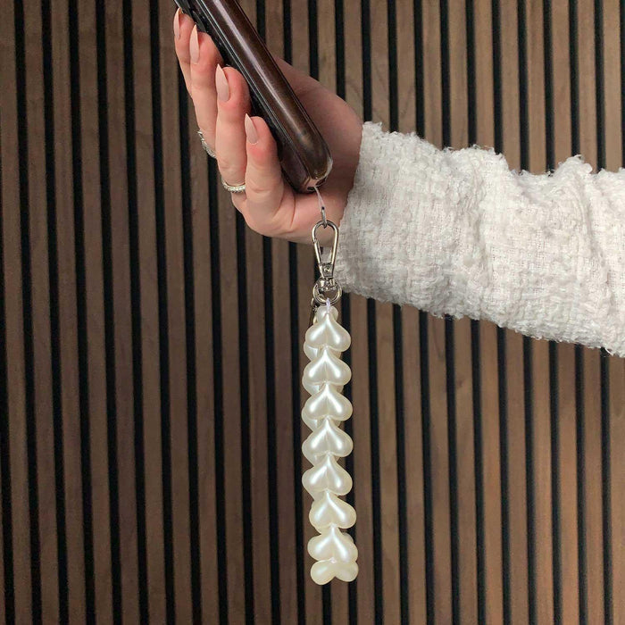 Telefoonkoord Heart - wit - zilver