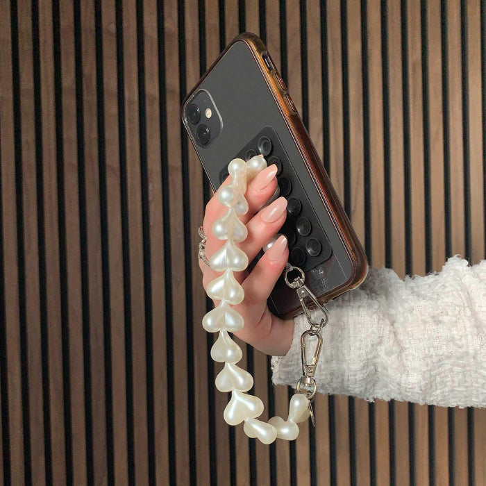 Telefoonkoord Heart - wit - zilver