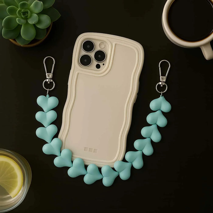 Telefoonkoord Heart - zachtblauw - zilver