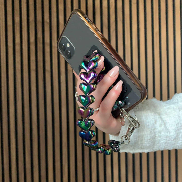 Telefoonkoord Heart - zwart - zilver
