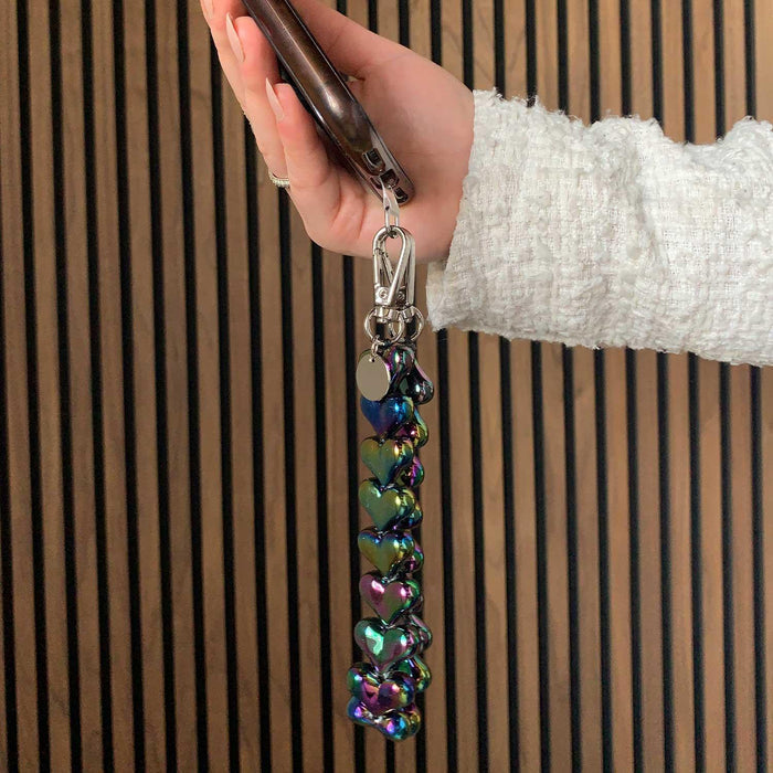 Telefoonkoord Heart - zwart - zilver