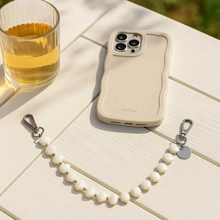 Telefoonkoord Shell - wit - zilver