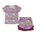 Tiger Unicorn Donut Short Sleeve Top & Shorts Set