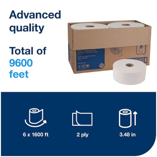 Tork 12021502 Jumbo Bath Tissue Case | 1600' | 2 Ply - 12021502 - Eagle National Supply