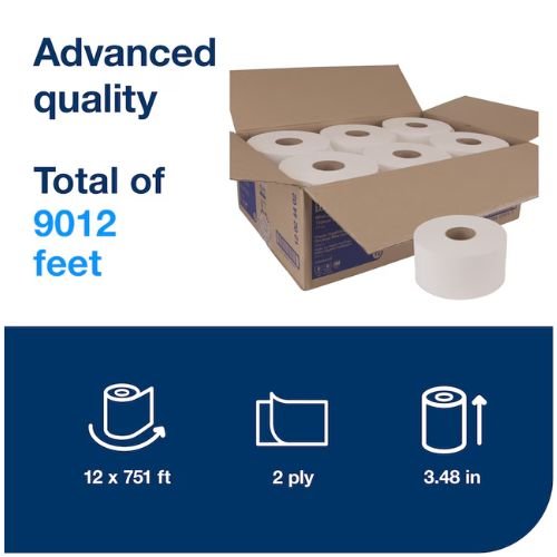 Tork 12024402 Mini Jumbo Bath Tissue Case | 750' | 2 Ply - 12024402 - Eagle National Supply