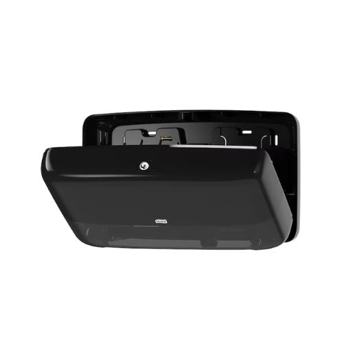 Tork 5555290 Twin Mini Jumbo Bath Tissue Dispenser | Black - 5555290 - Eagle National Supply