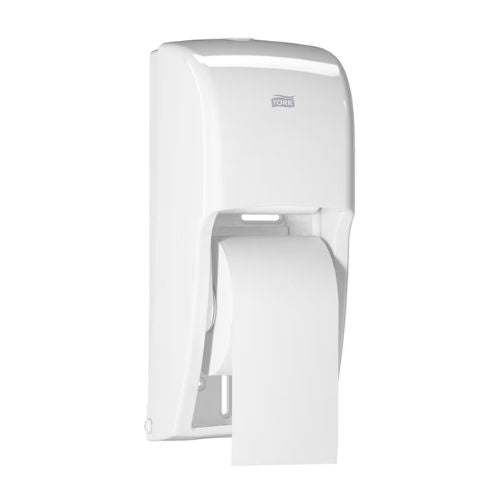 Tork 555620 Twin Toilet Paper Roll Dispenser | White - 555620 - Eagle National Supply