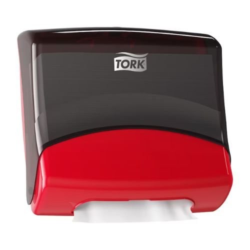 Tork 6540281 Folded Wiper Dispenser | Red and Black - 6540281 - Eagle National Supply