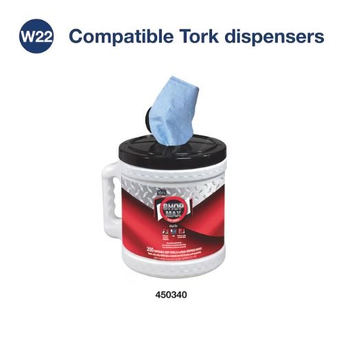 Tork ShopMax 450338 Low Lint Centerfeed Dry Wipe | Case of 2x200 | 1 Ply - 450338 - Eagle National Supply