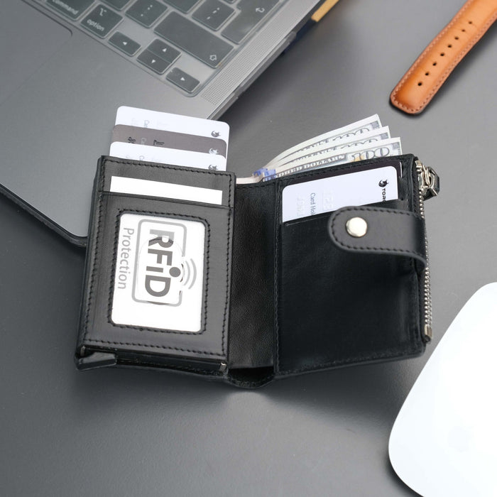 TORONATA Glenrock RFID-Blocking Leather Pop-Up Cardholder Wallet