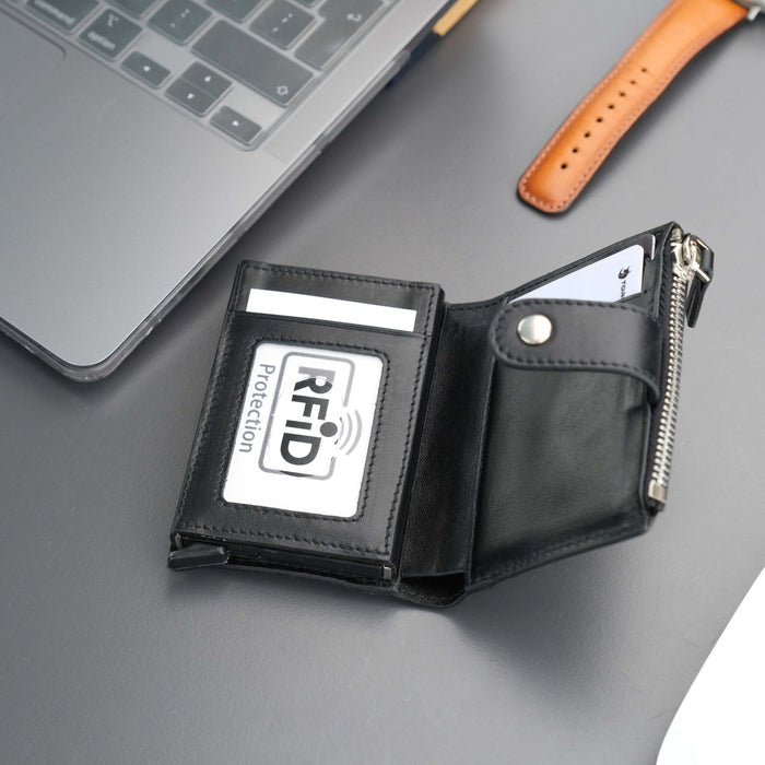 TORONATA Glenrock RFID-Blocking Leather Pop-Up Cardholder Wallet