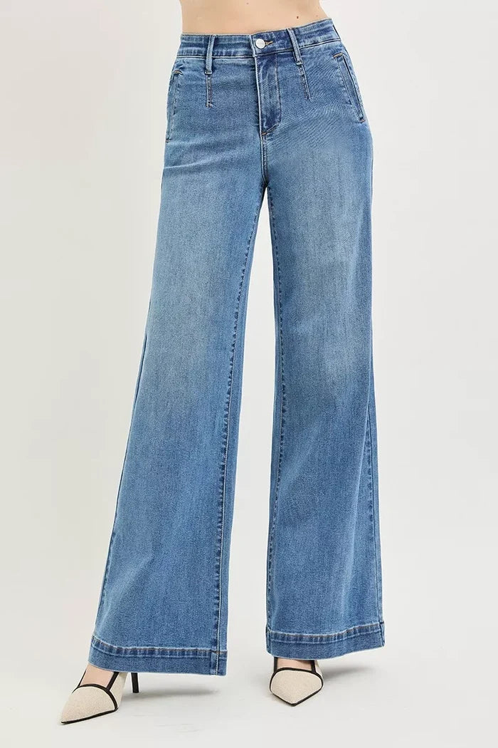 Tummy Control High Rise Wide Leg Jeans